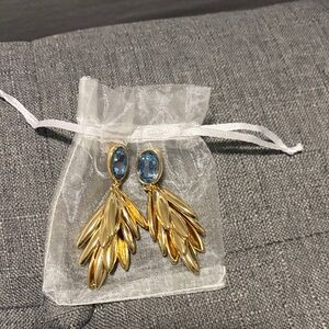 Elegant Gold and Blue Earrings